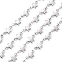 Honeyhandy 304 Stainless Steel Decorative Chains, Soldered, with Star Connector, Stainless Steel Color, 11x6x1.5mm