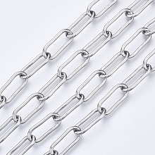 Honeyhandy Tarnish Resistant 304 Stainless Steel Paperclip Chains, Drawn Elongated Cable Chains, Unwelded, with Spool, Oval, Stainless Steel Color, 17x7x1.5mm, about 65.61 Feet(20m)/roll