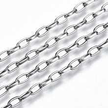 Honeyhandy 304 Stainless Steel Paperclip Chains, Drawn Elongated Cable Chains, with Spool, Unwelded, Stainless Steel Color, 5.5x3x1mm, about 82.02 Feet(25m)/roll