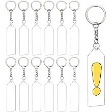 BENECREAT 20PCS Acrylic Keyring Blanks 2.9x1 inch Rectangle Clear Keychain Blanks with 20PCS Jump Rings, 1PC Storage Box for DIY Projects and Crafts