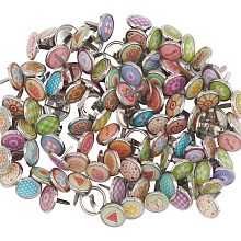 GORGECRAFT 1 Box 100Pcs Colorful Round Metal Brads Mini Paper Fasteners Split Pins 12mm Diameter Enamel Iron Brads for DIY Crafts Scrapbooking Paper Card Making Photo Album Embellishment, Sliver