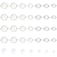 UNICRAFTALE 42 Sets 7 Sizes 8-20mm Stainless Steel Bezel Links with Cabochons Linking Charm Connectors Pendant Bezel Trays Trays Blank for Linking Charm Jewelry Making Stainless Steel Color