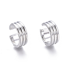 Honeyhandy Brass Cuff Earrings, Ring, Platinum, 12x11x4.2mm, Inner Diameter: 10mm