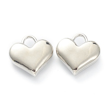 Honeyhandy Alloy Pendants, Heart, Lead Free & Cadmium Free, Platinum, 17x16x5.5mm, Hole: 4x3.5mm