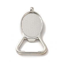 Honeyhandy Alloy Pendant Cabochons Settings, Bottle Opener, Oval, Platinum, Tray: 34.5x24.5mm, 66x37x4mm, Hole: 3.5mm