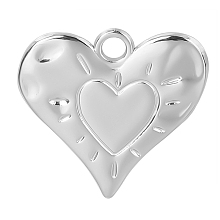 Honeyhandy Stainless Steel Heart Pendants, Stainless Steel Color, 24x25x2mm, Hole: 3mm