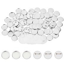 GORGECRAFT 100 Sets Blank Round Button Badge Parts 25mm Button Supplies 1" Blank Button Making Supplies Brooch Base Setting Includes Metal Button Pin Back Cover Metal Shells Clear Film