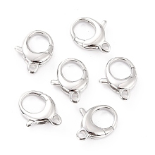 ARRICRAFT Eco-friendly Brass Lobster Claw Clasps, Long-Lasting Plated, Real Platinum Plated, 17.5x13.5x4.5mm, Hole: 2mm