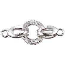 CHGCRAFT 5 Set Brass Micro Pave Cubic Zirconia Fold Over Clasps Oval Shaped Long-Lasting Real Platinum Plated Clasps for Jewelry Making