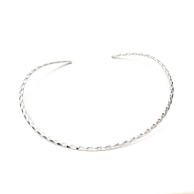 Honeyhandy 304 Stainless Steel Rhombus Textured Wire Necklace Making, Rigid Necklaces, Minimalist Choker, Cuff Collar, Stainless Steel Color, 0.14 inch(0.35cm), Inner Diameter: 5-3/8 inch(13.7cm)