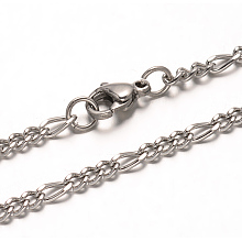 Honeyhandy 304 Stainless Steel Figaro Chains Necklaces, with Lobster Claw Clasps, Stainless Steel Color, 29.52 inch(75cm)