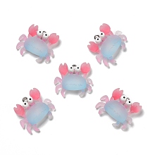 Honeyhandy Opaque Resin Pendants, with Platinum Tone Iron Loops, Frosted, Crab, Sky Blue, 23x26x7mm, Hole: 2mm