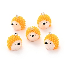 ARRICRAFT Opaque Resin Pendants, Hedgehog, Orange, 18x15.3x17.5mm, Hole: 1.5mm