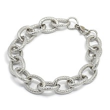 Honeyhandy Tarnish Resistant Fashionable 304 Stainless Steel Reticular Grain Cable Chain Bracelets, with Lobster Claw Clasps, Stainless Steel Color, 8-1/2 inch(215mm), 13mm