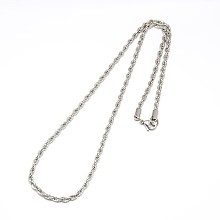 Honeyhandy Tarnish Resistant Fashionable 304 Stainless Steel Rope Chain Necklace Making, with Lobster Claw Clasps, Stainless Steel Color, 21.5 inch~24 inch(54.6~60.9cm)x3mm