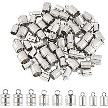 Arricraft 60 Pcs 3 Sizes 304 Stainless Steel Cord Ends, Jewelry Making Caps, Glue-in Fasteners for Necklace Cord, Tassel, Leather Jewelry Making-Stainless Steel Color