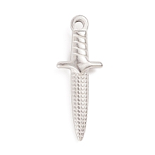 Honeyhandy 304 Stainless Steel Pendants, Dagger, Stainless Steel Color, 24x9x3.5mm, Hole: 1.6mm