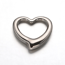 Honeyhandy 304 Stainless Steel Heart Linking Rings, Stainless Steel Color, 24.5x24x2.5mm, Hole: 15x18mm