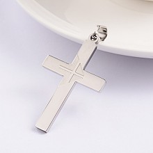 Honeyhandy Cross 304 Stainless Steel Pendants, Stainless Steel Color, 41.5x25x2mm, Hole: 4.5x6.5mm