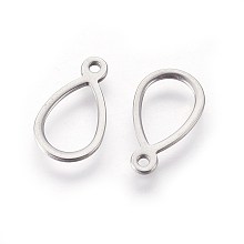 Honeyhandy 304 Stainless Steel Open Pendants,, Stainless Steel Color, 12x7x0.8mm, Hole: 1mm