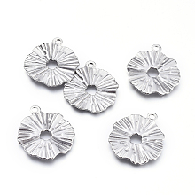 Honeyhandy 304 Stainless Steel Pendants, Hollow, Lotus Leaf, Stainless Steel Color, 20.5x18.5x1.5mm, Hole: 1.5mm