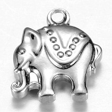 Honeyhandy 304 Stainless Steel Charms, Elephant, Stainless Steel Color, 13x12x3mm, Hole: 1mm