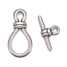 Honeyhandy 304 Stainless Steel Toggle Clasps, Bulb, Stainless Steel Color, Bar: 13.5x26x4.5mm, Hole: 3mm, Bulb: 34x17x4mm, hole: 4.5x6mm, 17x12mm.