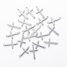 Honeyhandy 201 Stainless Steel Links connectors, Cross, Stainless Steel Color, 17x9.5x0.8mm, Hole: 1.2mm