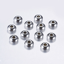 Honeyhandy 201 Stainless Steel Spacer Beads, Rondelle, Stainless Steel Color, 6x3mm, Hole: 2mm