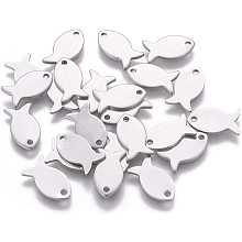 UNICRAFTALE 200pcs Fish Pendants with 1.4mm Small Hole Well Polished Dangle Charm Stainless Steel Pendants for DIY Accessories Necklace and Bracelet Making 13.5x7x0.9mm