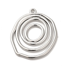 Honeyhandy 304 Stainless Steel Pendants, Irregular Flat Round Charm, Stainless Steel Color, 28x23x2mm, Hole: 1.4mm