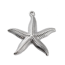 Honeyhandy Non-Tarnish 304 Stainless Steel Pendants, Starfish Charm, Stainless Steel Color, 29x27.5x2.5mm, Hole: 1.5mm