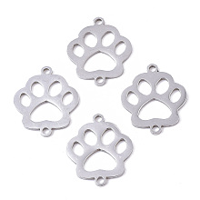 Honeyhandy 201 Stainless Steel Links connectors, Laser Cut, Bear Paw, Stainless Steel Color, 18.5x16x1mm, Hole: 1.5mm