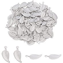 UNICRAFTALE 120pcs 304 Stainless Steel Pendants Leaf Shape Pendants Stainless Steel Color Charms Metal Pendants for DIY Jewelry Making Hole 1mm