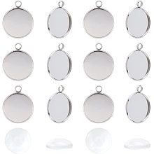 UNICRAFTALE 30 Sets 20mm Round Pendants Blanks with Cabochons Stainless Steel Pendant Cabochon Settings Pendant Making Kits for DIY Jewelry Making, Stainless Steel Color