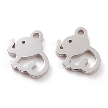 Honeyhandy 304 Stainless Steel Charms, Laser Cut, Elephant, Stainless Steel Color, 12x11x1.5mm, Hole: 1.2mm