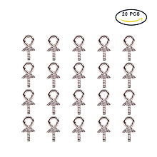 PandaHall Elite Length 5.5mm Sterling Silver Pendant Bails for Half-Drilled Bead Jewelry Making, about 20pcs/box