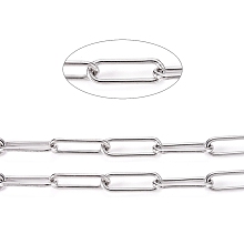 Honeyhandy 304 Stainless Steel Paperclip Chains, Drawn Elongated Cable Chains, Soldered, Stainless Steel Color, Links: 10x3x1mm