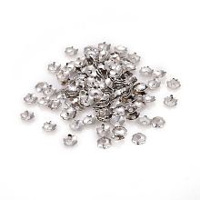 ARRICRAFT 6-Petal Iron Bead Caps, Flower, Platinum, 3.5x0.1mm, Hole: 1mm, about 500pcs/5g.