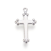 Honeyhandy Brass Pendants, Cross, Platinum, 17.5x10x1mm, Hole: 0.8mm