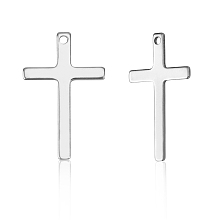 Honeyhandy 201 Stainless Steel Pendants, Cross, Stainless Steel Color, 25x16x0.9mm, Hole: 1.4mm