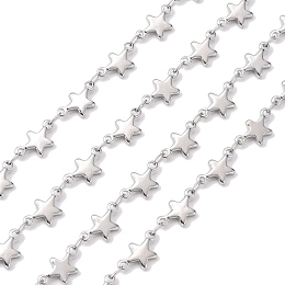 Honeyhandy 304 Stainless Steel Decorative Chains, Soldered, with Star Connector, Stainless Steel Color, 11x6x1.5mm