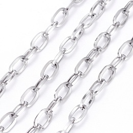 ARRICRAFT 304 Stainless Steel Cable Chains, Unwelded, with Spool, Flat Oval, Stainless Steel Color, 7x4x0.8mm, about 32.8 Feet(10m)/roll