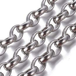 Honeyhandy 304 Stainless Steel Rolo Chains, Belcher Chains, Unwelded, Stainless Steel Color, 13x10x4mm