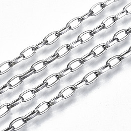 Honeyhandy 304 Stainless Steel Paperclip Chains, Drawn Elongated Cable Chains, with Spool, Unwelded, Stainless Steel Color, 5.5x3x1mm, about 82.02 Feet(25m)/roll