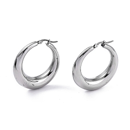 Honeyhandy Ring 304 Stainless Steel Hoop Earrings, Hypoallergenic Earrings, Stainless Steel Color, 39.5x38x9mm, Pin: 1x0.5mm