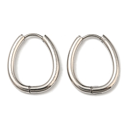 Honeyhandy Tarnish Resistant Stainless Steel Hoop Earrings, 304 Stainless Steel Needle with 201 Stainless Steel Ring, Teardrop, Stainless Steel Color, 22.5x18x2.5mm