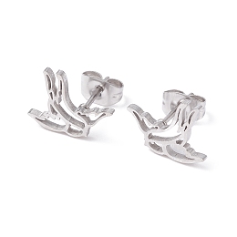 Honeyhandy Swallow Shape 304 Stainless Steel Stud Earrings for Women, Stainless Steel Color, 11x13mm, Pin: 0.7mm