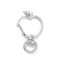 Honeyhandy Apple Alloy Swivel Clasps, Long-Lasting Plated, Platinum, 38x23.5x6mm, Hole: 8.5x4.5mm