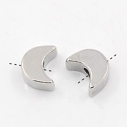 Honeyhandy Brass Beads, Moon, Platinum, 7x5.5x3mm, Hole: 1mm